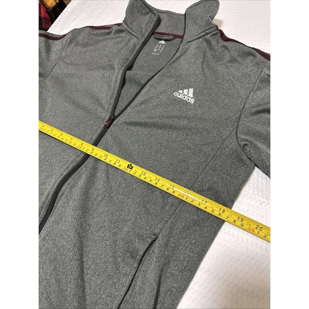 Adidas Essentials 3 Stripes Full Zip Track Jacket Mens S Gray Sweatshirt Soccer